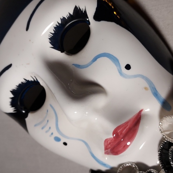 Vintage Hand Painted Ceramic Carnival Face Mask - Picture 2 of 7